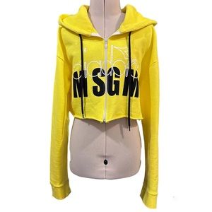 MSGM cropped zip hooded sweatshirt